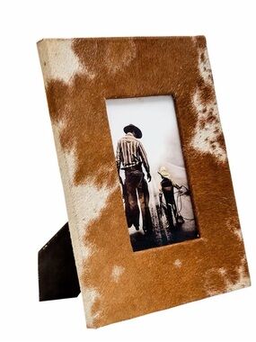 Myra Bag Brown and White Cowhide Photo Frame